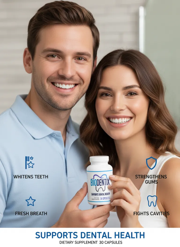 Happy couple smiling with healthy teeth after daily oral care routine